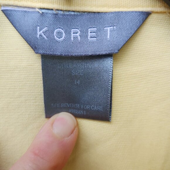 Koret Yellow Button-Up Jacket Contrast Stitching Size 14 Lightweight Casual - Picture 5 of 6